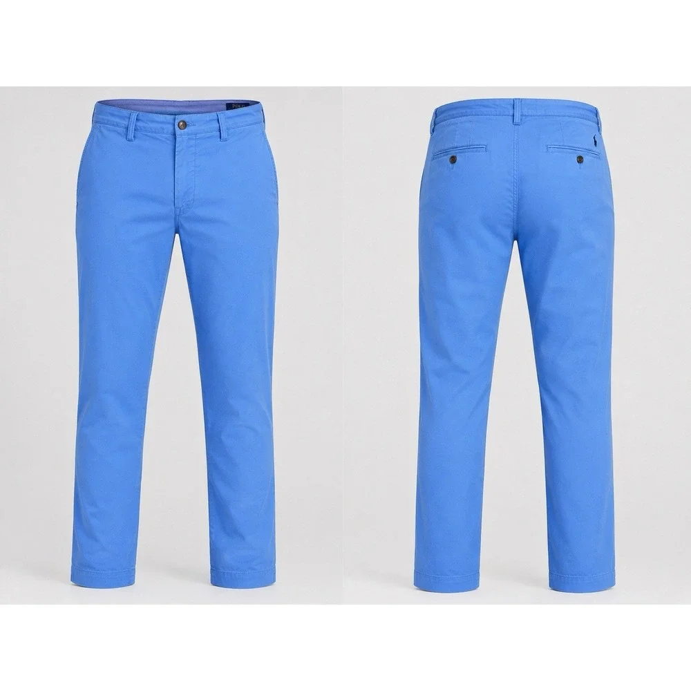 Polo Ralph Lauren The Polo Chino Men 30x30 Stretch Straight Fit Khaki Pants BLUE